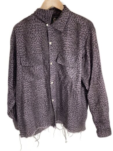 商品画像：Cut-Off Bottom Classic Shirt Li長袖シャツ/L/リネン/GRY/レオパード 1