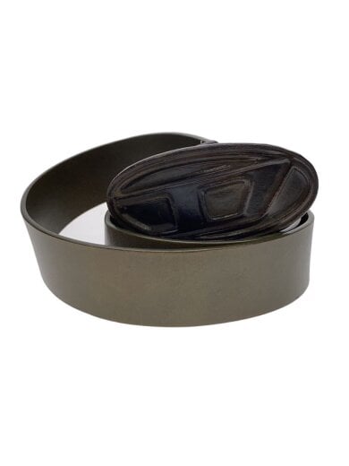 商品画像：Dロゴバックル/ベルト/レザー/KHK/無地/メンズ 1