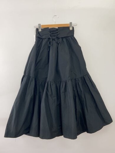 商品画像：レースアップタフタ/ロングスカート/O/ポリエステル/BLK/無地 2