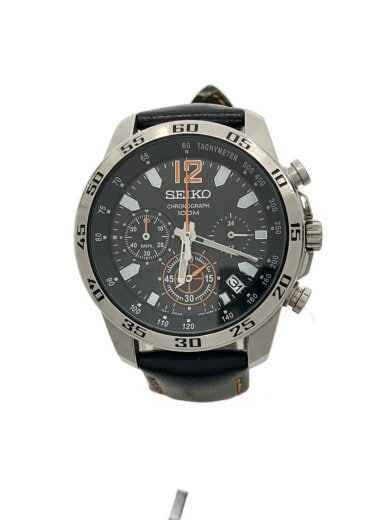 商品画像：クロノグラフ/クォーツ腕時計/アナログ/レザー/BLK/BLK/6T63-00K0 1