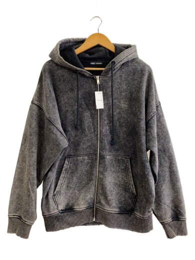 商品画像：ジップパーカー/M/コットン/GRY/無地/ウォッシュ加工 1