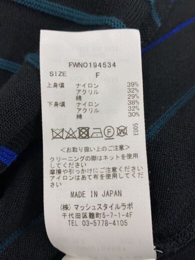 商品画像：ノースリーブワンピース/FREE/ナイロン/BLK/ストライプ/FWNO194534 4