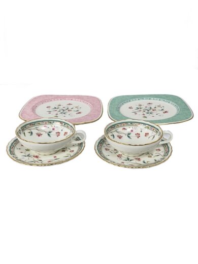 商品画像：ティータイムペアセット/4点セット/ホウィト/ボーンチャイナ/TP1004/4409-23 1