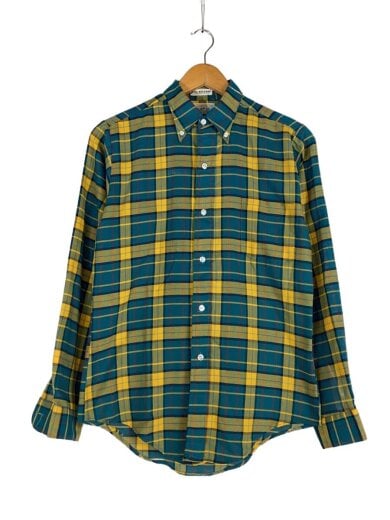 商品画像：長袖シャツ/18/ポリエステル/グリーン/チェック/ボタンダウン 1