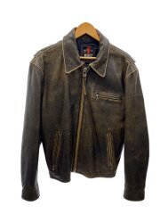 G.S.C/レザージャケット・ブルゾン/L/レザー/BLK/無地