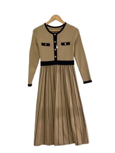 商品画像：長袖ワンピース/36/レーヨン/BEG 1