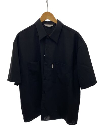商品画像：T/W Open Collar s/s Shirt/半袖シャツ/M/ポリエステル/BLK/無地 1