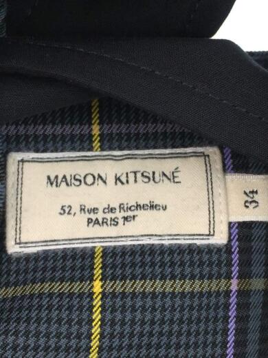 画像：MAISON KITSUNEロングスカート/36/ポリエステル/GRY/チェック/タータンチェック/ラップスカート/グレー3