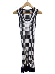 サマーニットワンピース/ノースリーブワンピース/M/コットン/WHT/ボーダー/S31CT0539