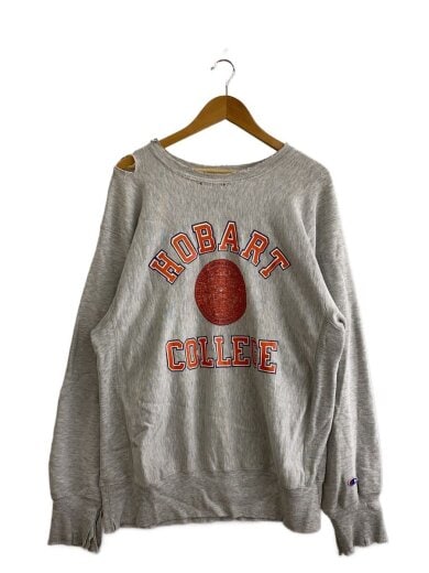 商品画像：刺繍タグ/3段プリント/HOBART COLLEGE/襤褸/90Sスウェット/XL/コットン/GRY/無 1