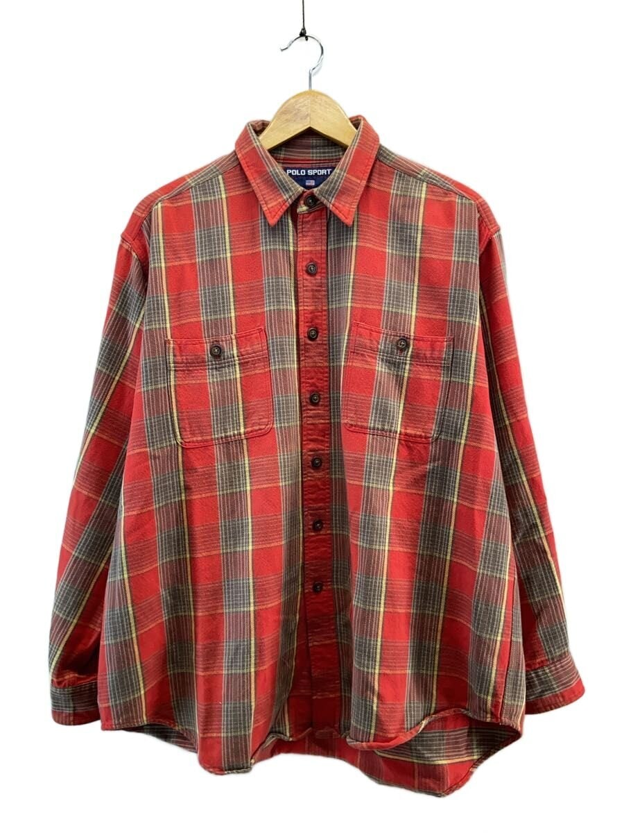 POLO SPORT / 90s/ネルシャツ/XL/コットン/RED/チェック