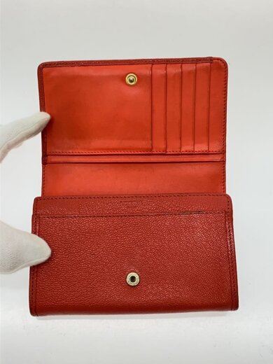商品画像：2つ折り財布/レザー/RED/無地/レディース// 4