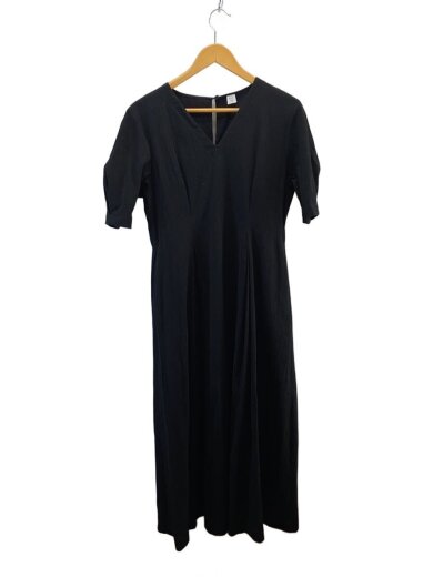 商品画像：25ss/B. サッカーVネックワンピース/38/コットン/BLK/25-040-900-5060-3-0 1