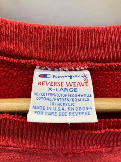商品画像：90s/reverse weave/刺繍タグ/USA製/INDIANA/スウェット/XL/コットン/レッド/ 3