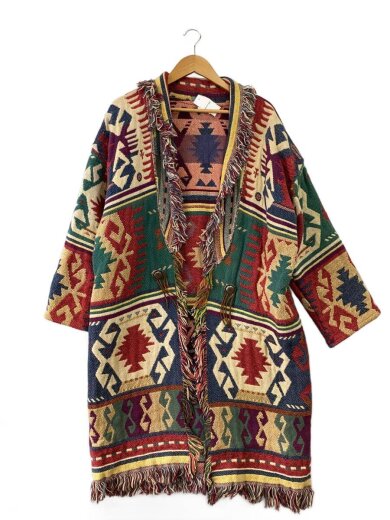 商品画像：USED/ネイティブガウン/USA製/コンチョボタン/コート/RED/総柄 1