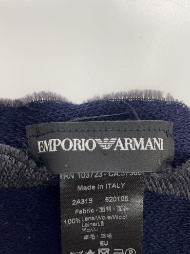 商品画像：ストール/ウール/NVY/総柄/メンズ/ロゴ 2