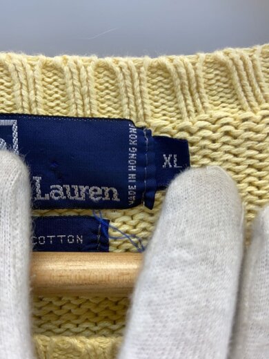 商品画像：90s/ニット・セーター(薄手)/XL/コットン/YLW/無地 4