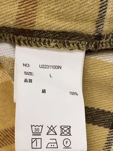 商品画像：長袖シャツ/L/コットン/BEG/チェック/u2231100in 4