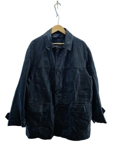 商品画像：90s/SCOUT/イタリア製/フロント汚れ有/コート/レザー/BLK 1