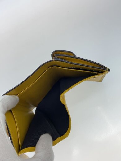 商品画像：内側黒ずみ有/3つ折り財布/レザー/YLW/無地/レディース 6