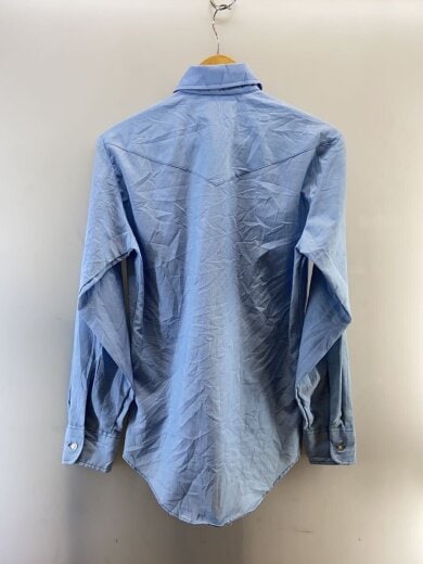 商品画像：70s/VINTAGE/長袖シャツ/S/ポリエステル/BLU/無地// 2