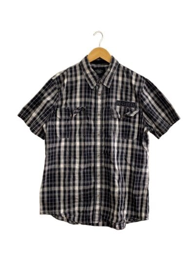 商品画像：y2k/半袖シャツ/XL/コットン/BLK/チェック// 1