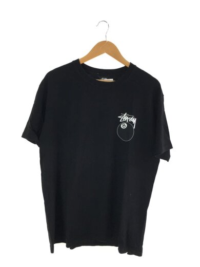 商品画像：Tシャツ/半袖/L/コットン/ブラック/8ボール/プリント割れアリ/袖口ほつれアリ// 1