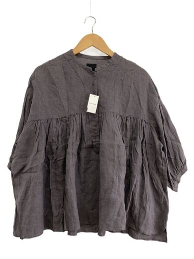 商品画像：７分袖ブラウス/--/リネン/GRY/無地/portom21076 1