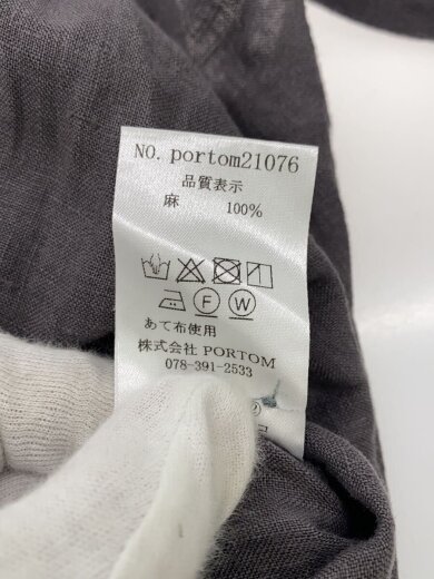 商品画像：７分袖ブラウス/--/リネン/GRY/無地/portom21076 4