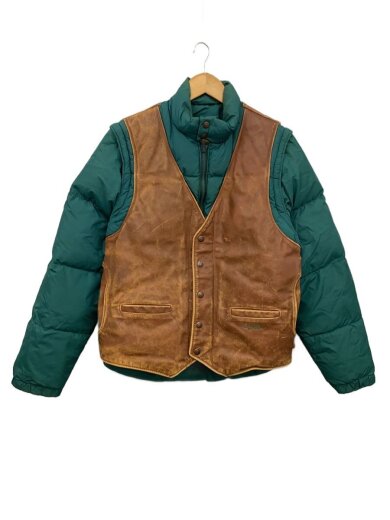 商品画像：90s/USA製/レザー切替/2WAY/ダウンジャケット/40/ナイロン/GRN 1