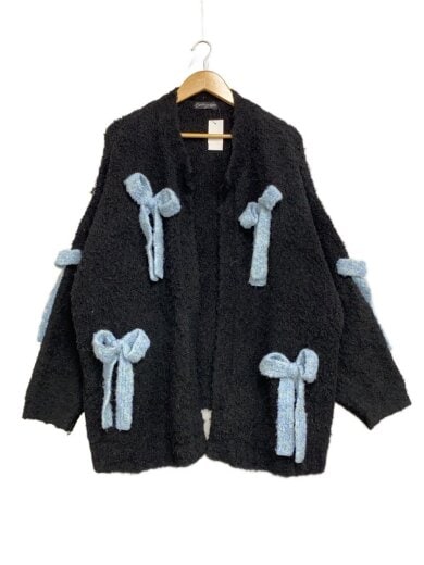 商品画像：リボン/カーディガン(厚手)/2/ポリエステル/BLK/1246806// 1