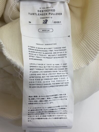 商品画像：23SS/destroyed turtleneck/ニット・セーター(厚手)/M/ポリエステル/CRM// 4