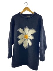 Roll Neck Knit-Flower/フラワーニット・セーター(厚手)/--/ウール/BLK