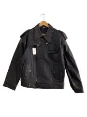 ダブルライダースジャケット/L/レザー/BLK