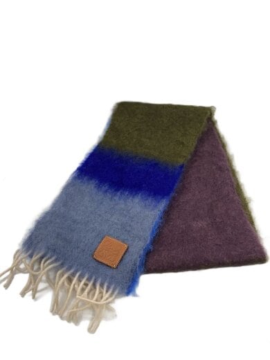 商品画像：レザーロゴパッチグラデーションカラーモヘア混フリンジマフラー/モヘア/マルチカラー/A-28003861 1