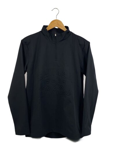 商品画像：MENS CLIMAX LOGO MOCK NECK LS/ゴルフウェア/2/ポリエステル/BLK/無地 1