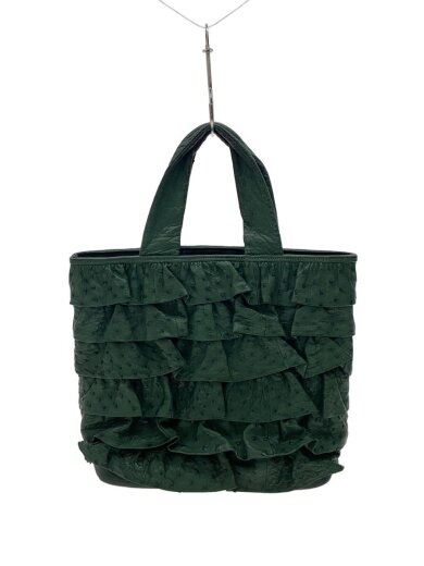 商品画像：ZAO/フリルレザーハンドバッグ/オーストリッチ/レザー/GRN 1