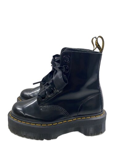 商品画像：MOLLY/厚底レースアップ6ホールブーツ/UK4/BLK/レザー/リボン 1
