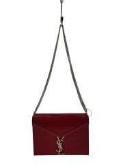 チェーンショルダー/クロコ型押し/ショルダーバッグ/レザー/RED/532750