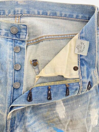 商品画像：55501/日本製/クラッシュ・ペイント加工/ボトム/32/デニム/IDG 3