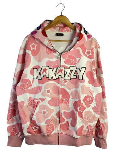 商品画像：ジップパーカー/L/コットン/PNK/総柄 1