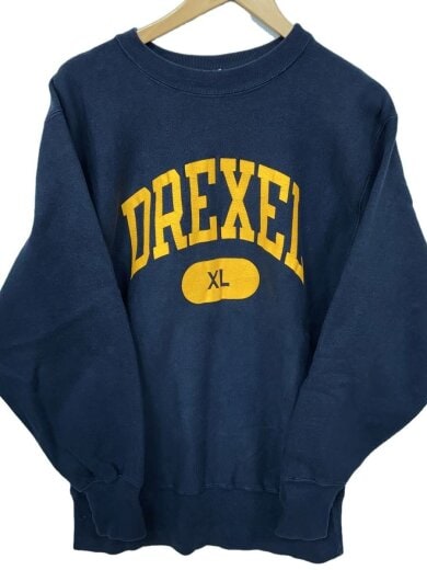 商品画像：90s/DREXEL/スウェット/XL/コットン/NVY/プリント/汚れ・色褪せ有 1