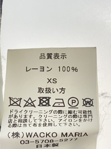 商品画像：半袖シャツ/XS/レーヨン/WHT/総柄/レコード/首回り、袖口、裾汚れ有 4