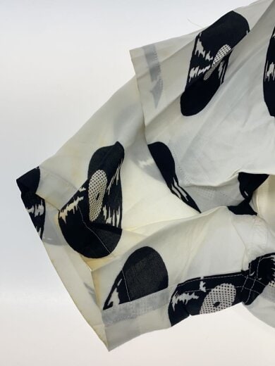 商品画像：半袖シャツ/XS/レーヨン/WHT/総柄/レコード/首回り、袖口、裾汚れ有 5