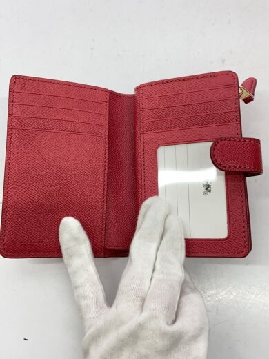 画像：COACH2つ折り財布/レザー/RED/無地/レディース4