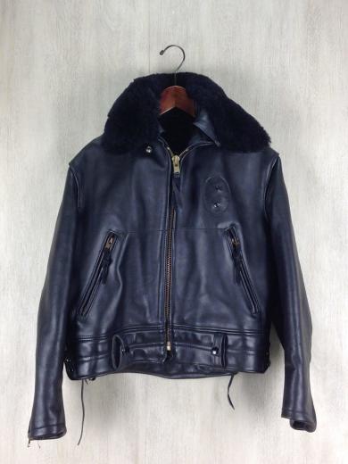 画像：その他ブランドALs LEATHER/ポリスマン/襟ボアシングルライダースジャケット/40/レザー/BLK1