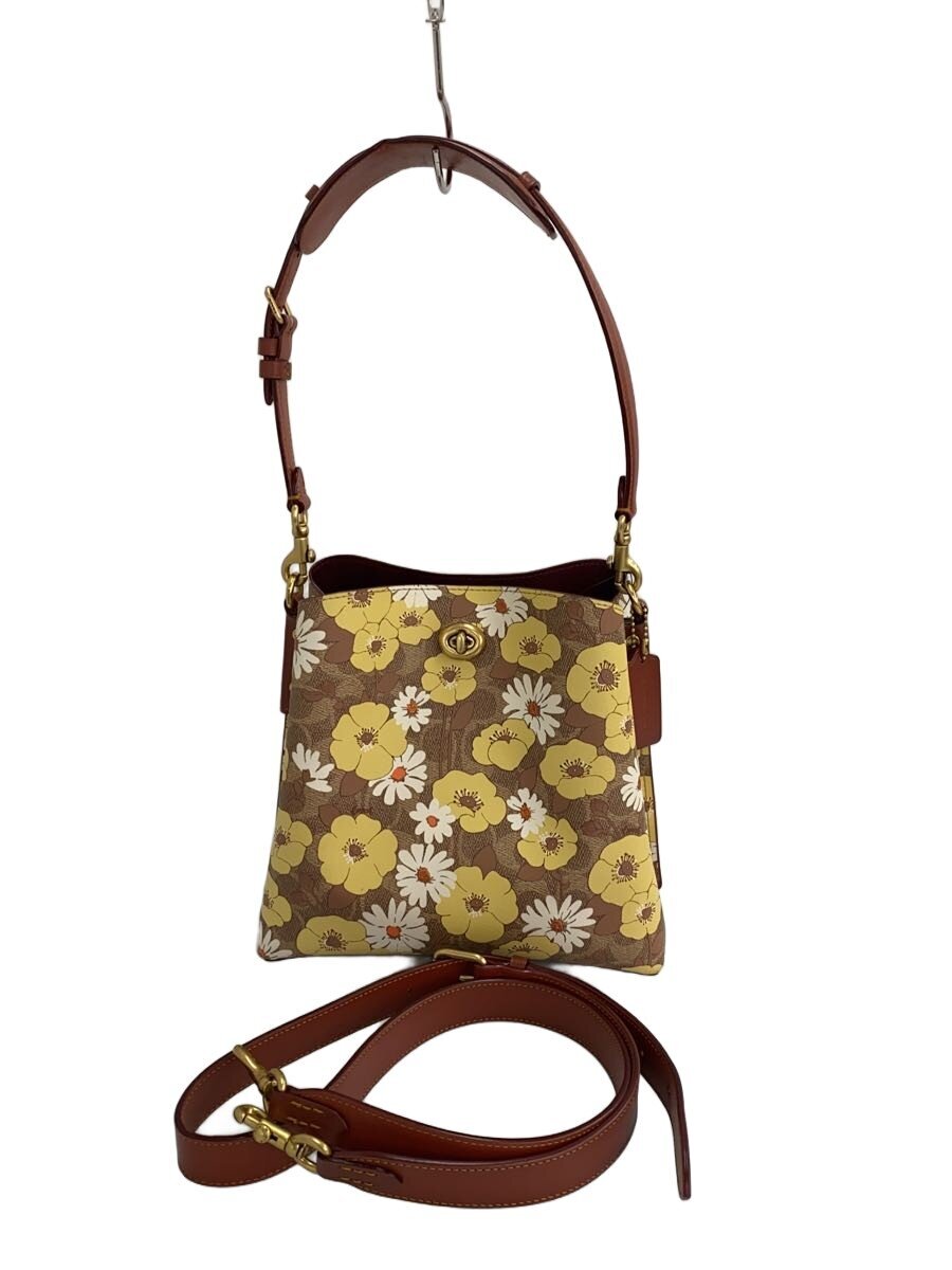 COACH / ウィロウ/シグネチャー/バケット/フローラル/ショルダーバッグ/レザー/BRW/花柄/C9722