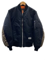 LEOPARD FAUX FUR MA-1 FLIGHT JACKET/MA-1/M/ナイロン/BLK/無地