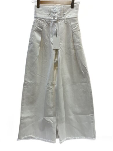 商品画像：ハイウエストワイドパンツ/36/コットン/WHT/無地/535-3230001 1