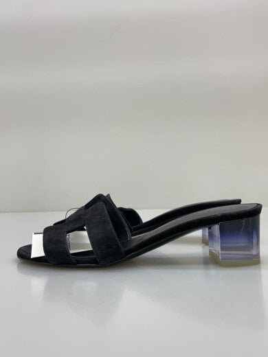 商品画像：オアジス/Hロゴ/クリアヒール/サンダル/37.5/BLK/スウェード 1